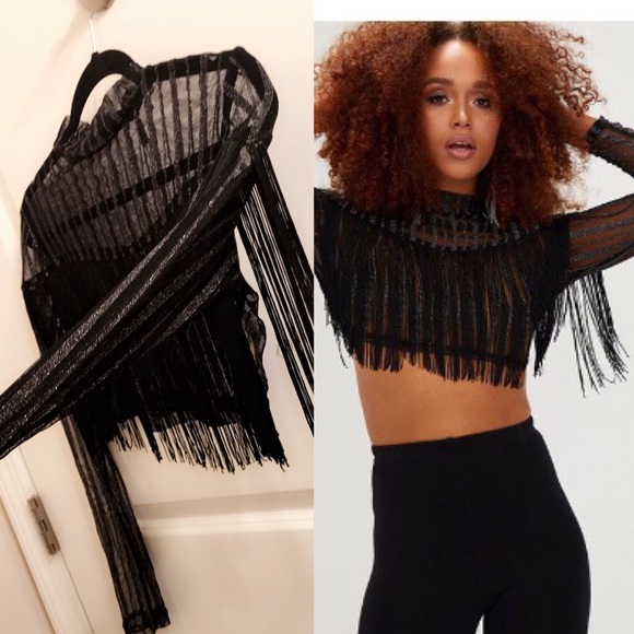 pretty litle thing Tops - Metallic crop top